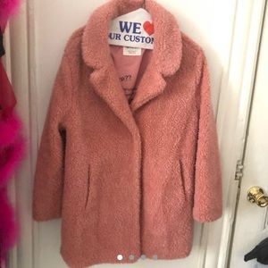 Zara Kids Pink Teddy Coat